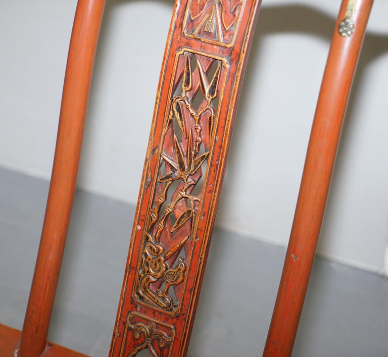 Elm Antique Chinese circa 1900-1920 Export Folding Occasional Chair Nice Carvings For Sale