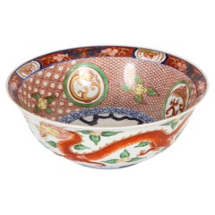 Bol circulaire chinois antique en porcelaine Imari Palette, 19ème siècle