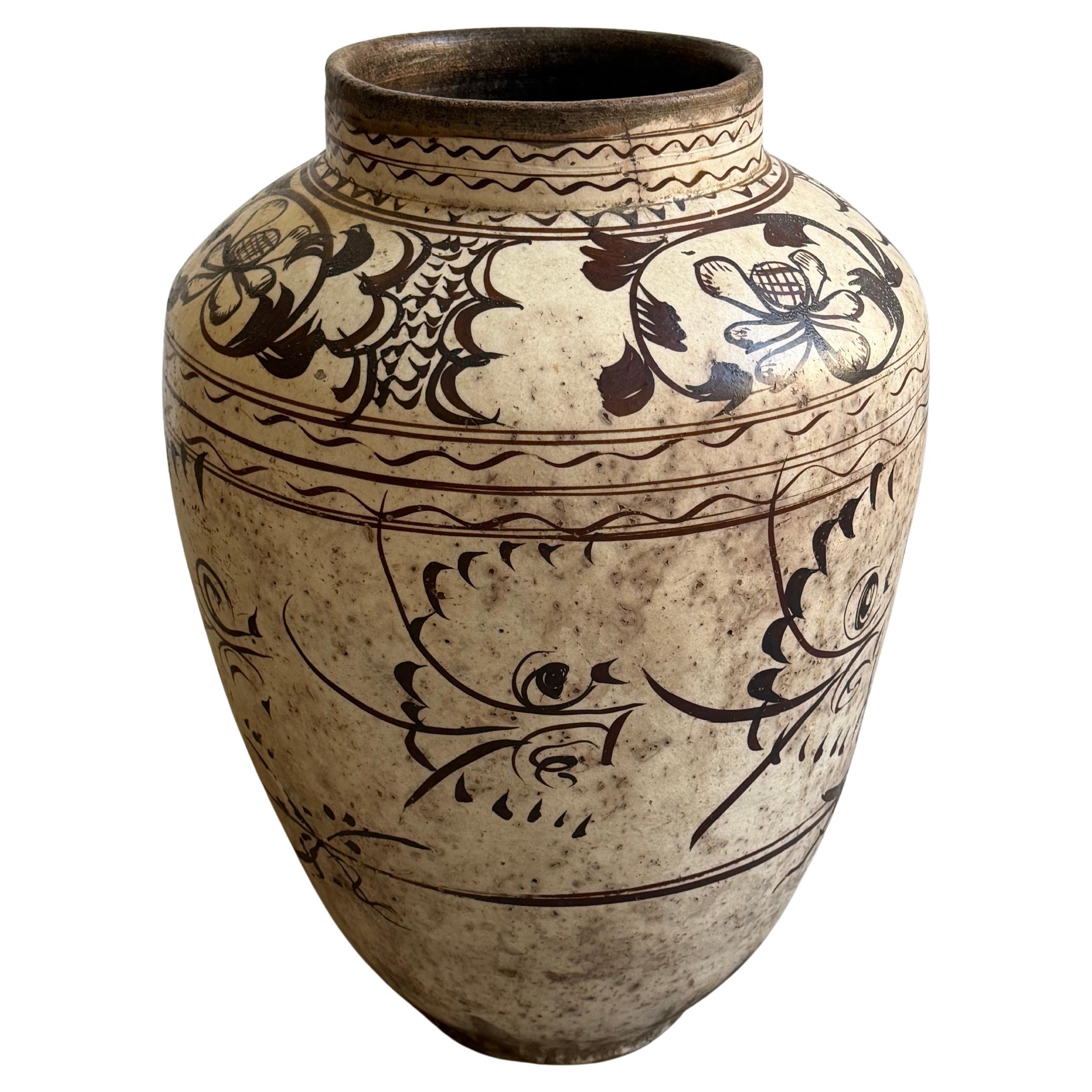 Antique Chinese Cizhou Style Pottery Jar, Ming Dynasty Period
