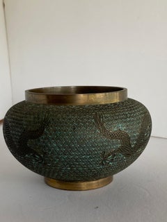 Antique Chinese Cloisonne Bowl with Dragon Unsigned