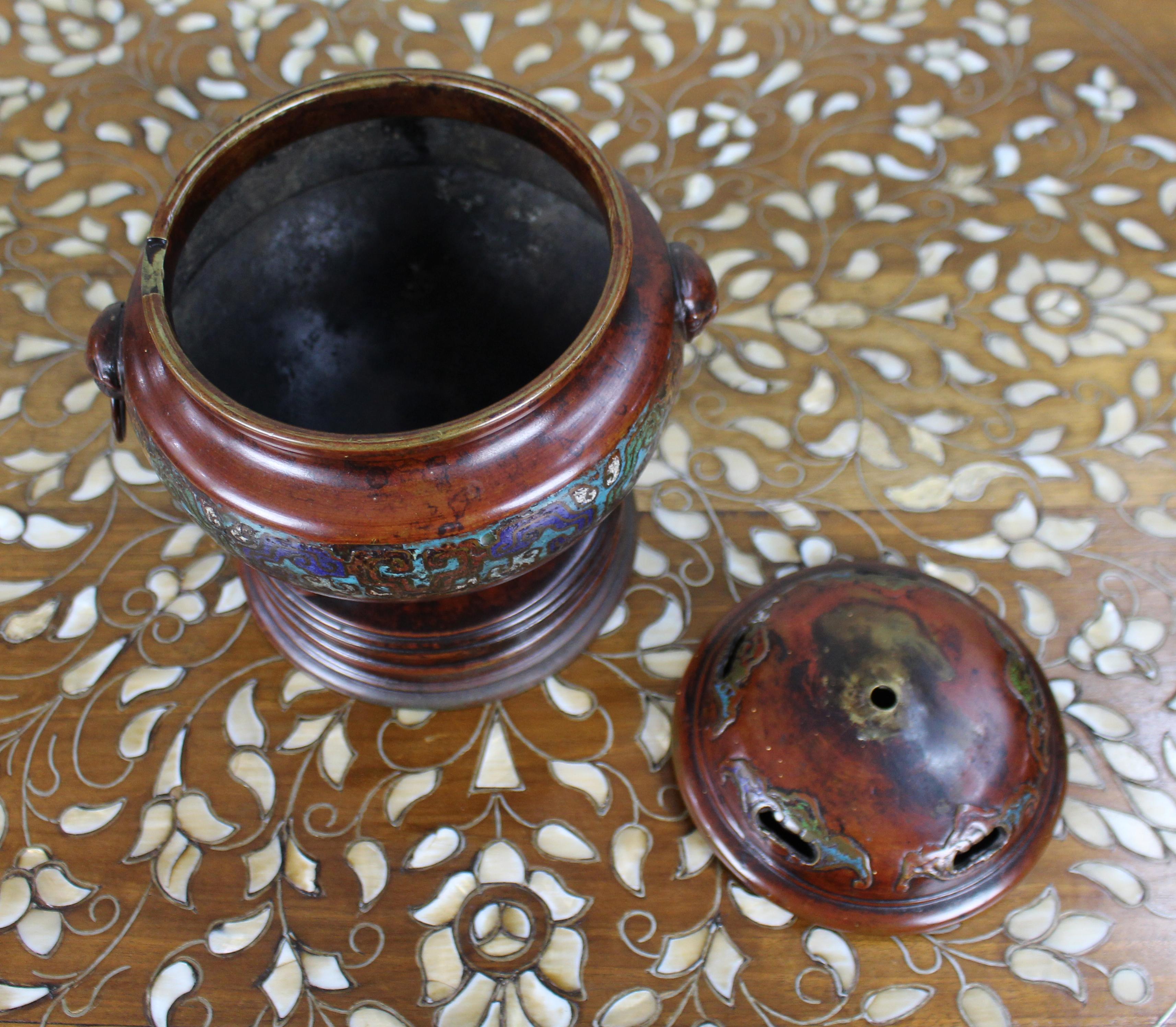 Antique Chinese Cloisonné Bronze Tripod Censer, c.1890 For Sale 3