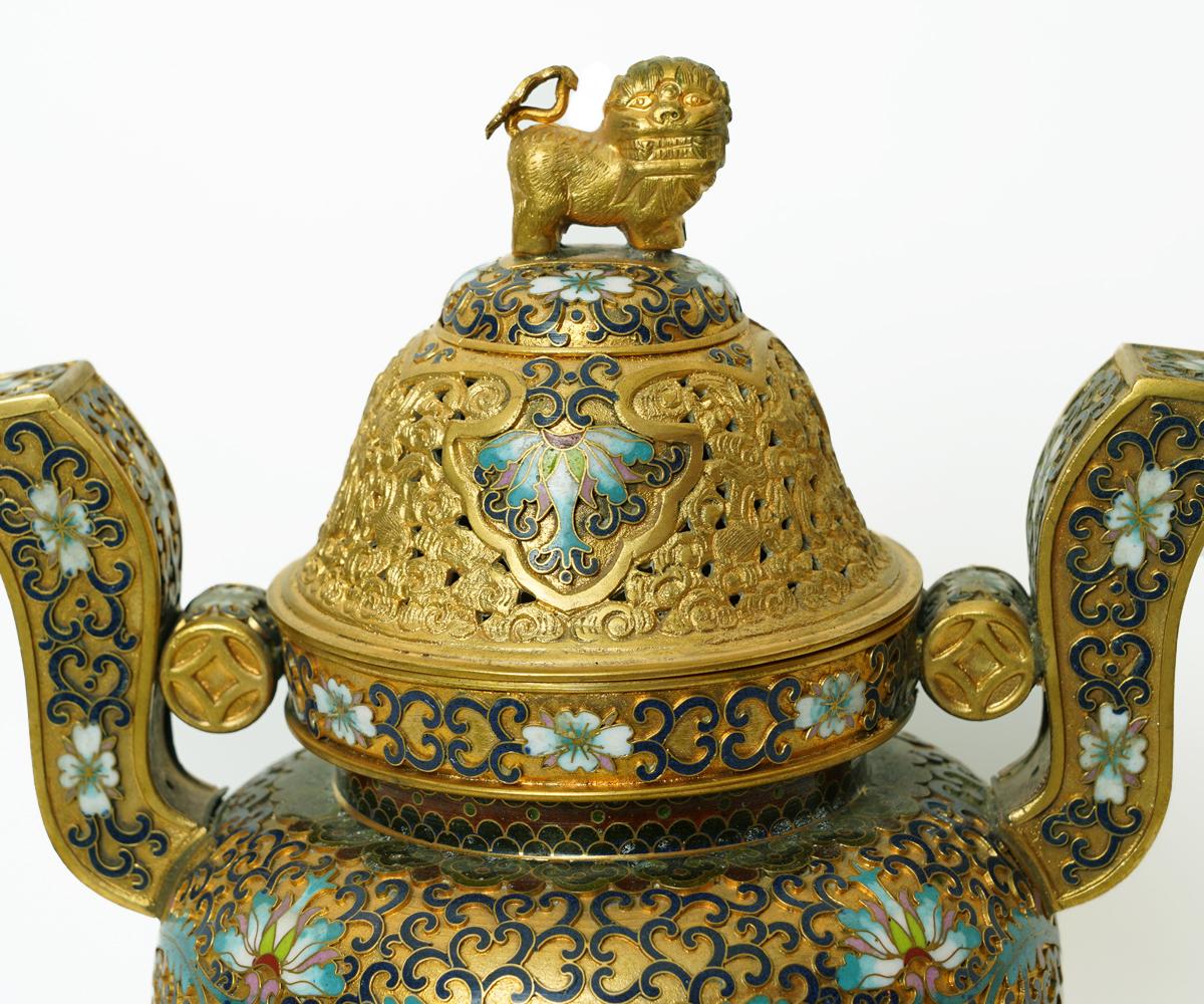 Copper Chinese Cloisonné Censer For Sale