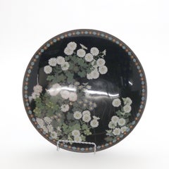 Antique Chinese Cloisonne Charger with Floral & Foliage Pattern C1920