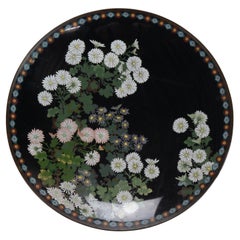 Antique Chinese Cloisonne Charger with Floral & Foliage Pattern C1920