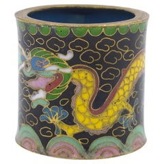 Antiguo Anillo Chino de Cloisonné Dragón Arquero Pulgar Tamaño 14 ROC principios del 20c