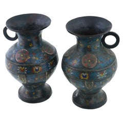 Antique Chinese Cloisonne Enamel Baluster Vases