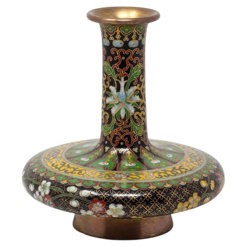 Jarrón chino antiguo de esmalte cloisonné, atribuido a Lao Tian Li
