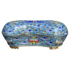 Antique Chinese Cloisonné Enamel Box with Mythical Beasts Late 19th Century
