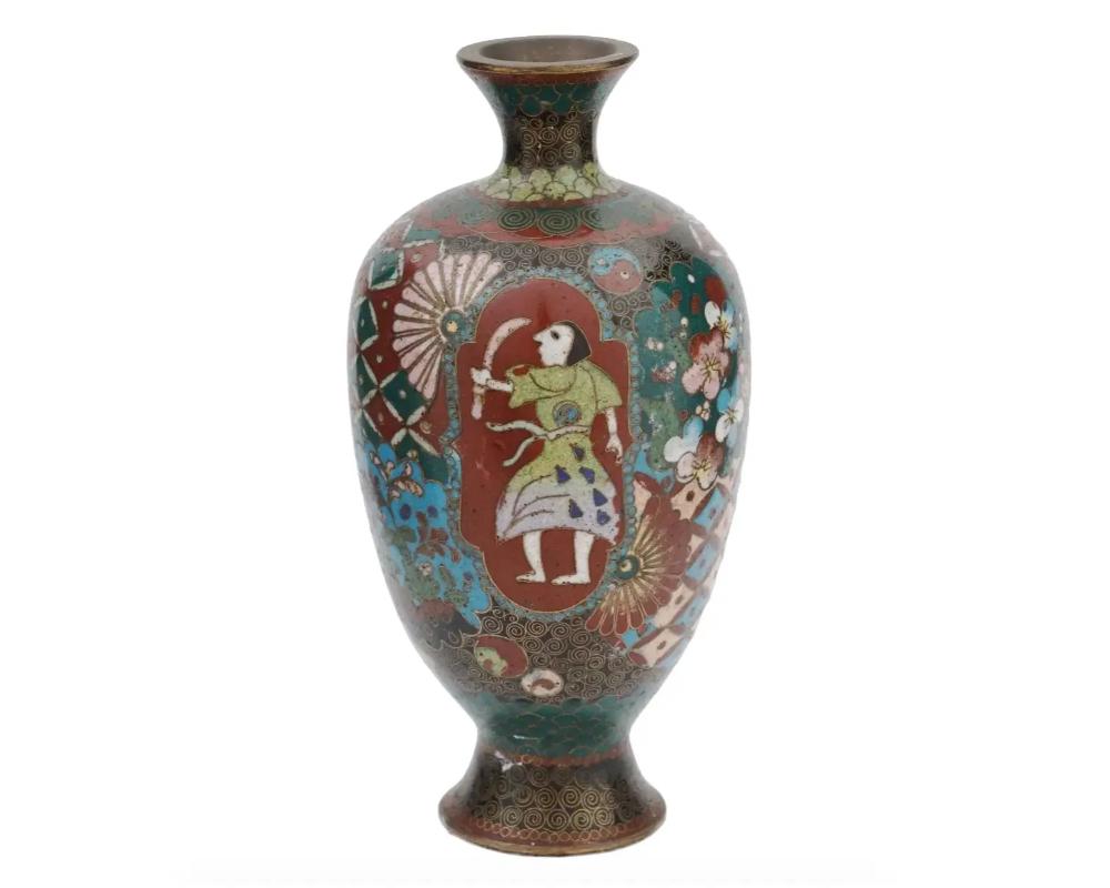 Qing Antique Japanese Cloisonne Enamel Over Brass Vase