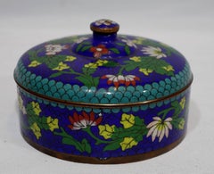 Antique Chinese Cloisonné Enamel Round Lidded Box 19th Century CO#01