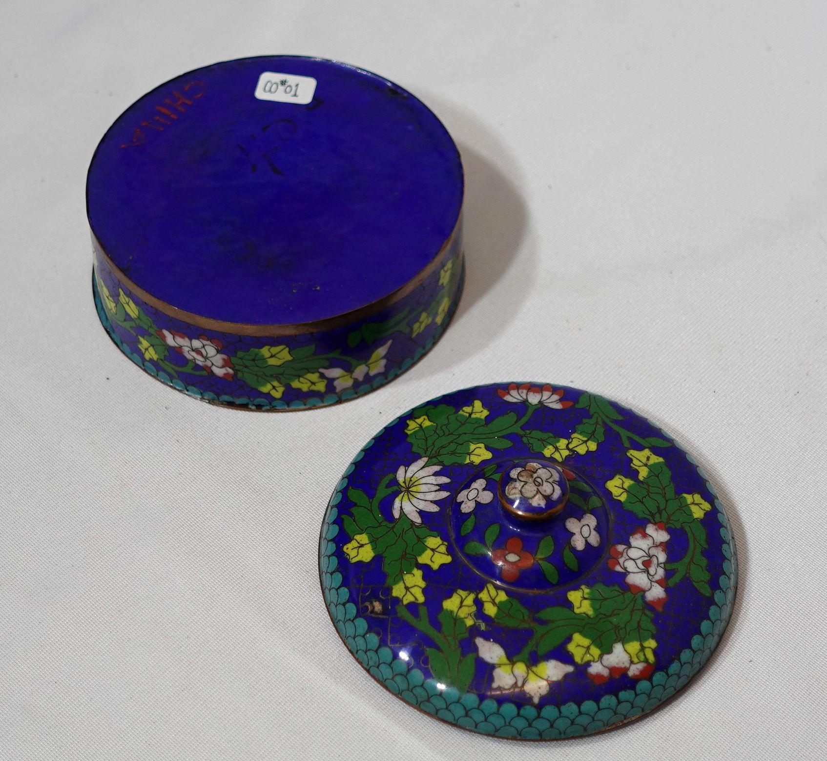 Antique Chinese Cloisonné Enamel Round Lidded Box 19th Century CO#01 For Sale 2