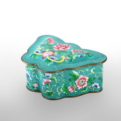 Antique Chinese Cloisonne Enameled Butterfly Shaped Trinket Box c1920