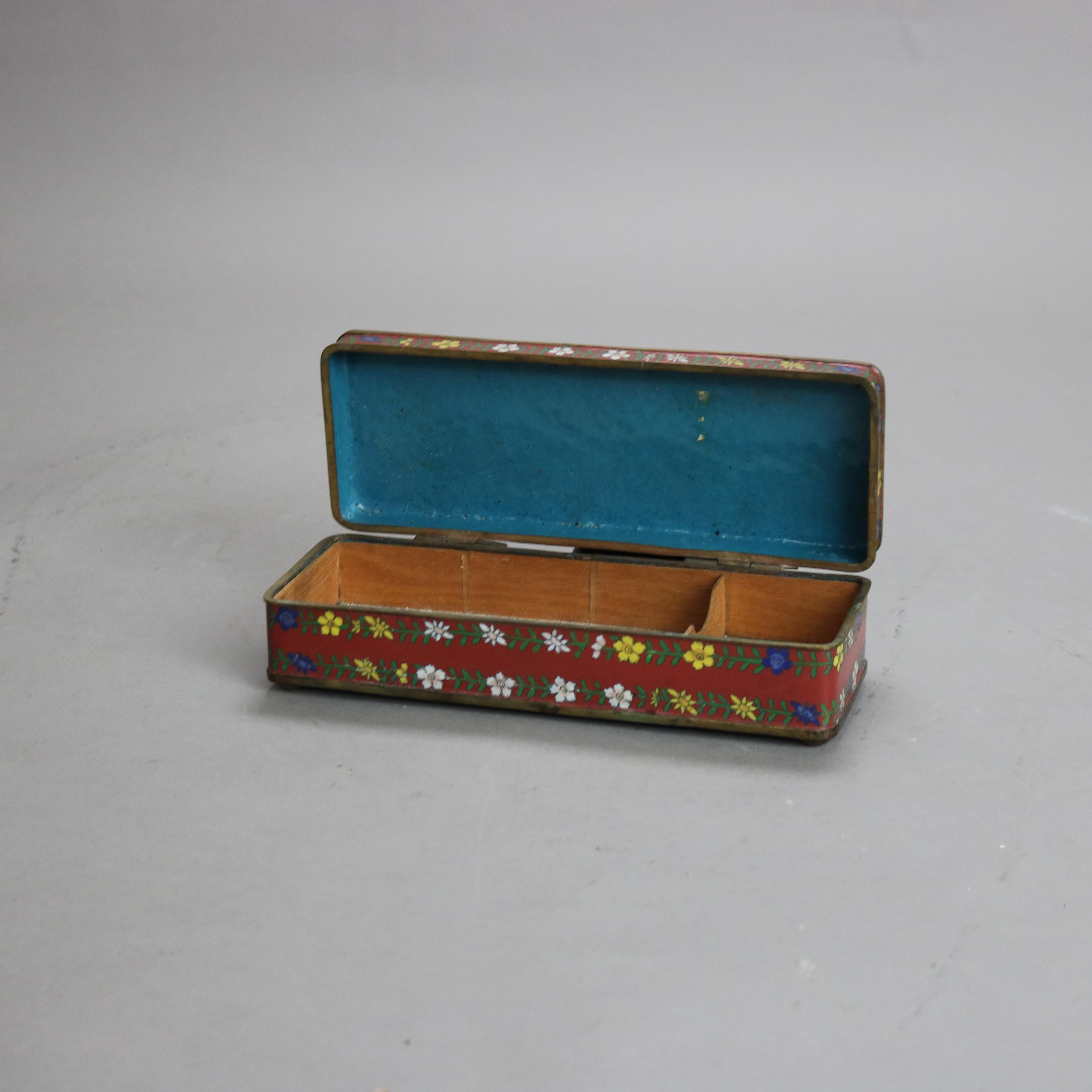 Antique Chinese Cloisonne Enameled Glove Box C1920

Measures - 2.75