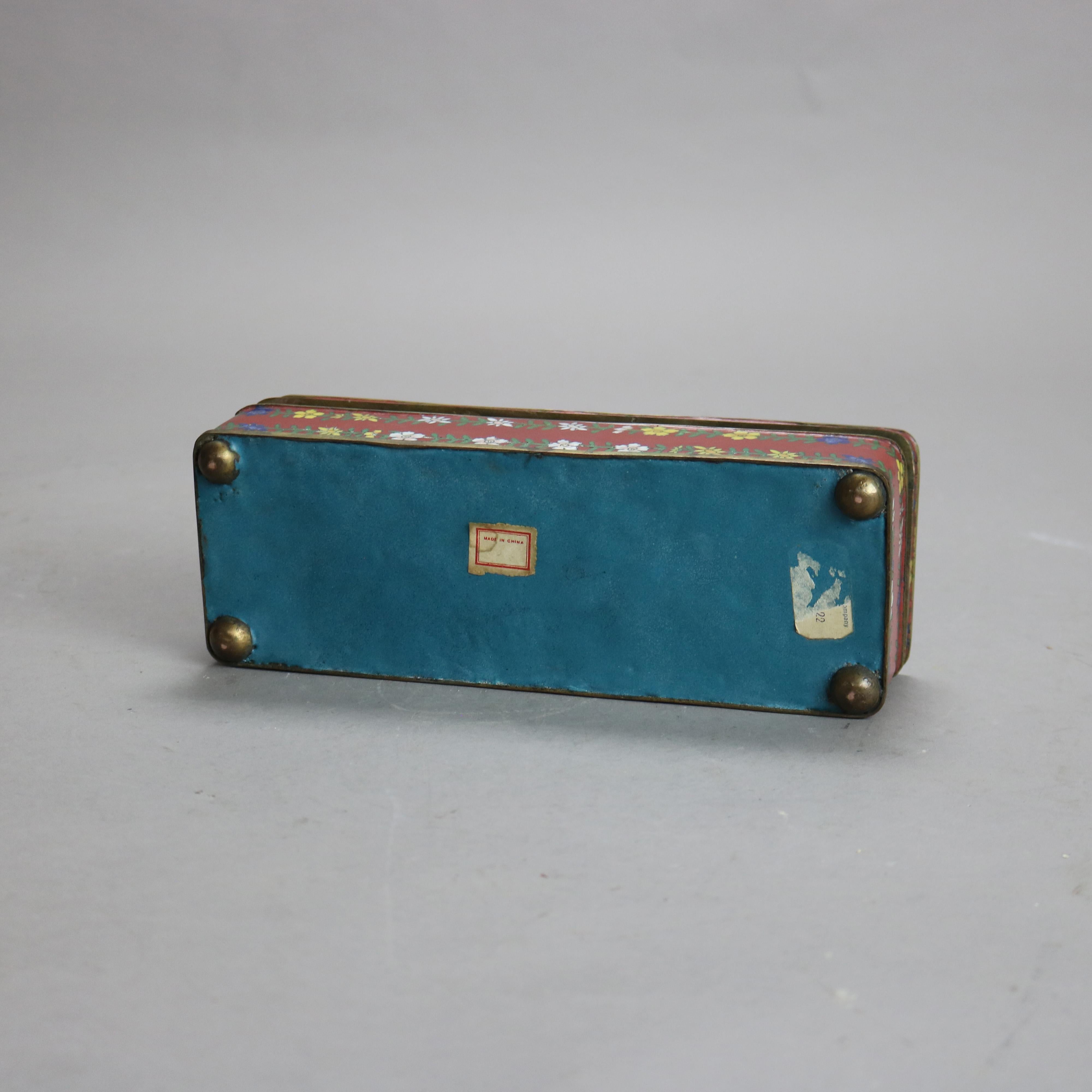 Metal Antique Chinese Cloisonne Enameled Glove Box C1920