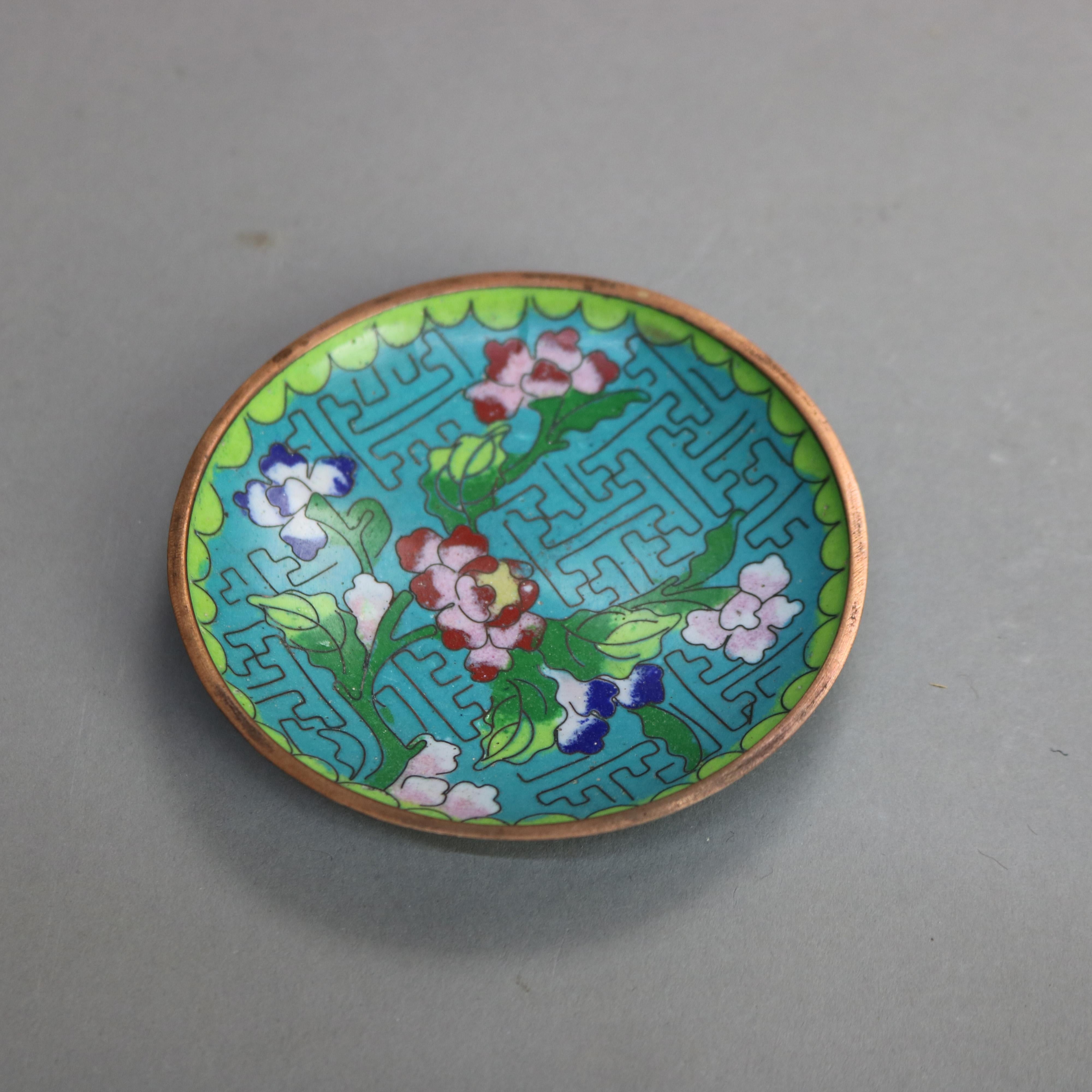 Antique Chinese Cloisonne Enameled Sauce Dishes C1920 5