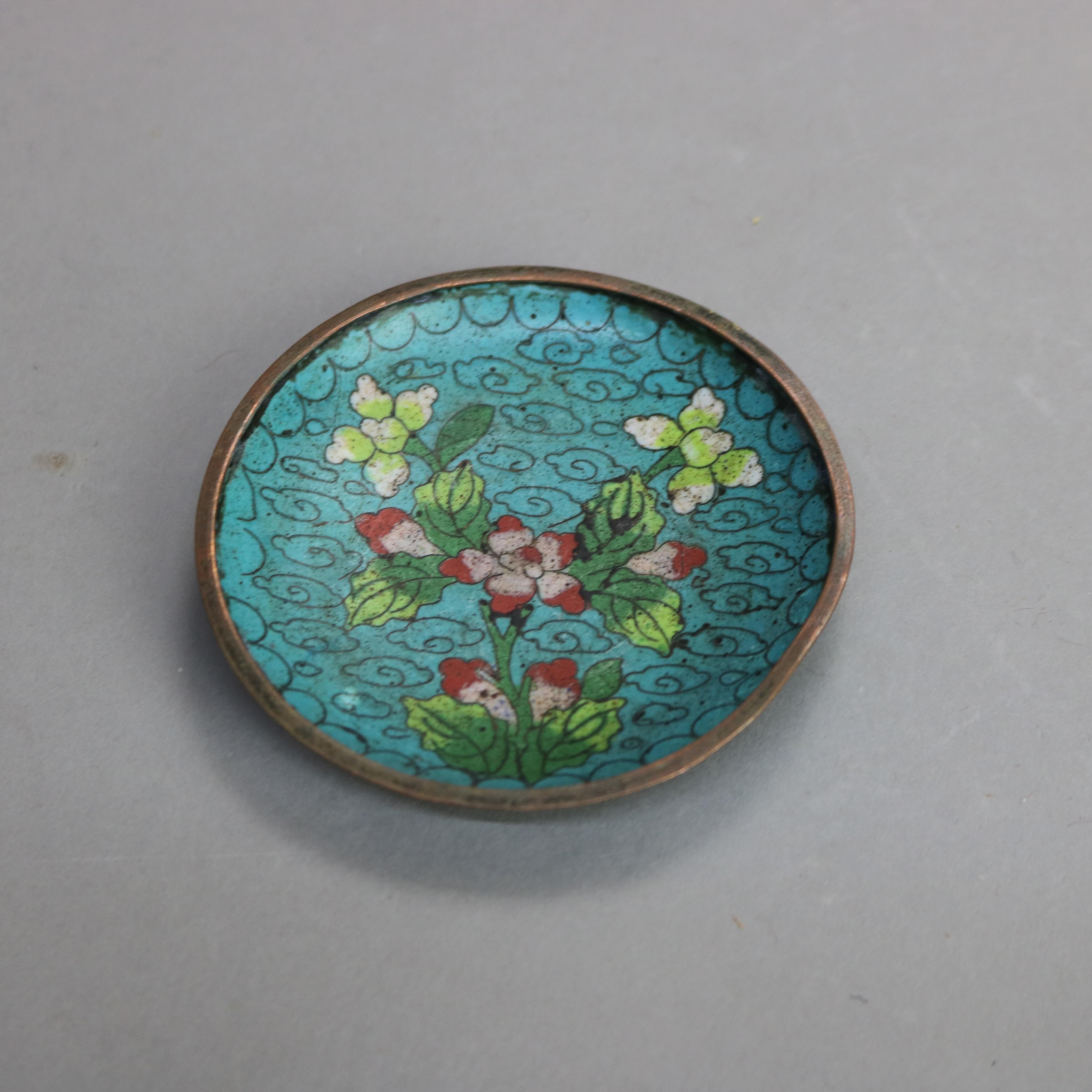 Antique Chinese Cloisonne Enameled Sauce Dishes C1920 7
