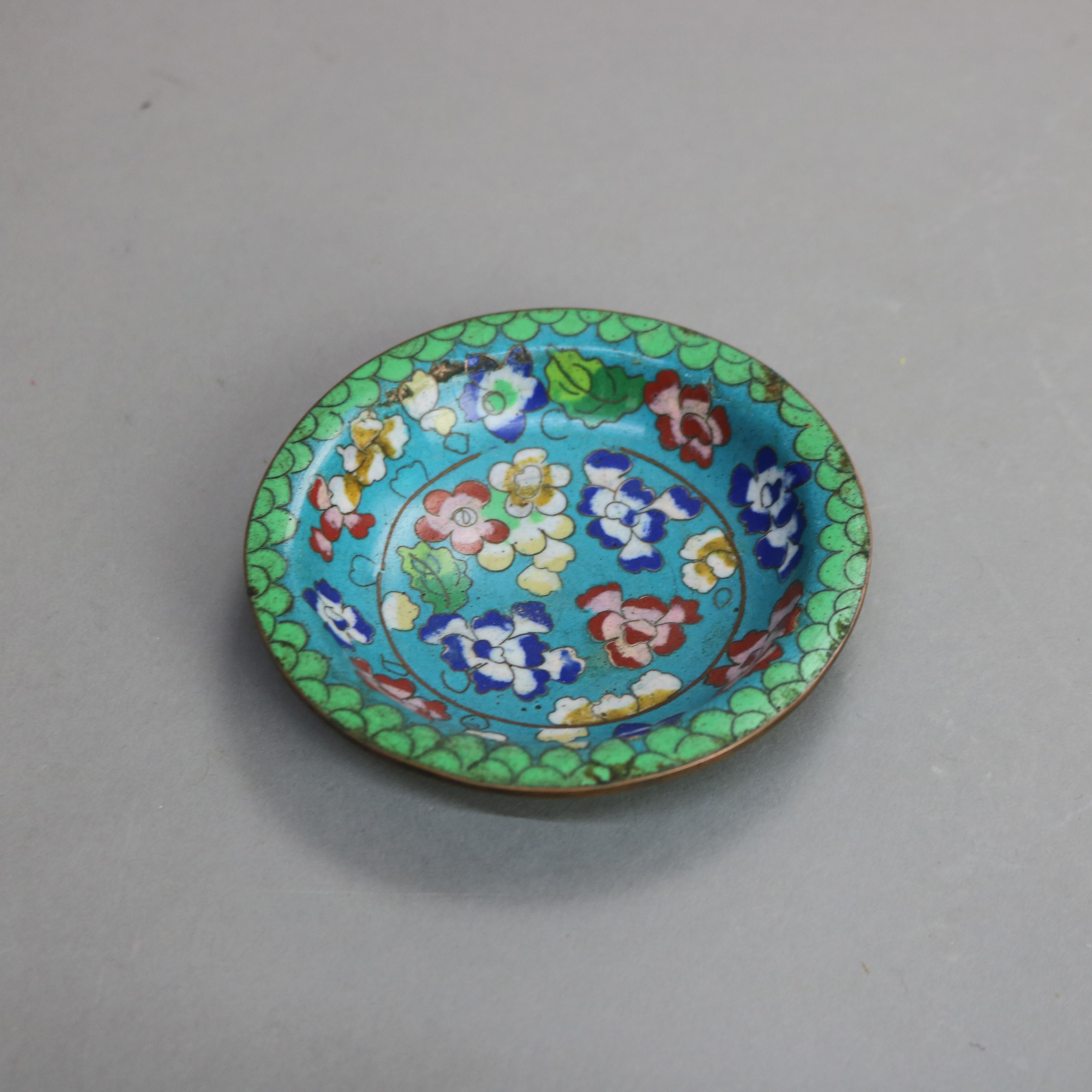 Antique Chinese Cloisonne Enameled Sauce Dishes C1920 9