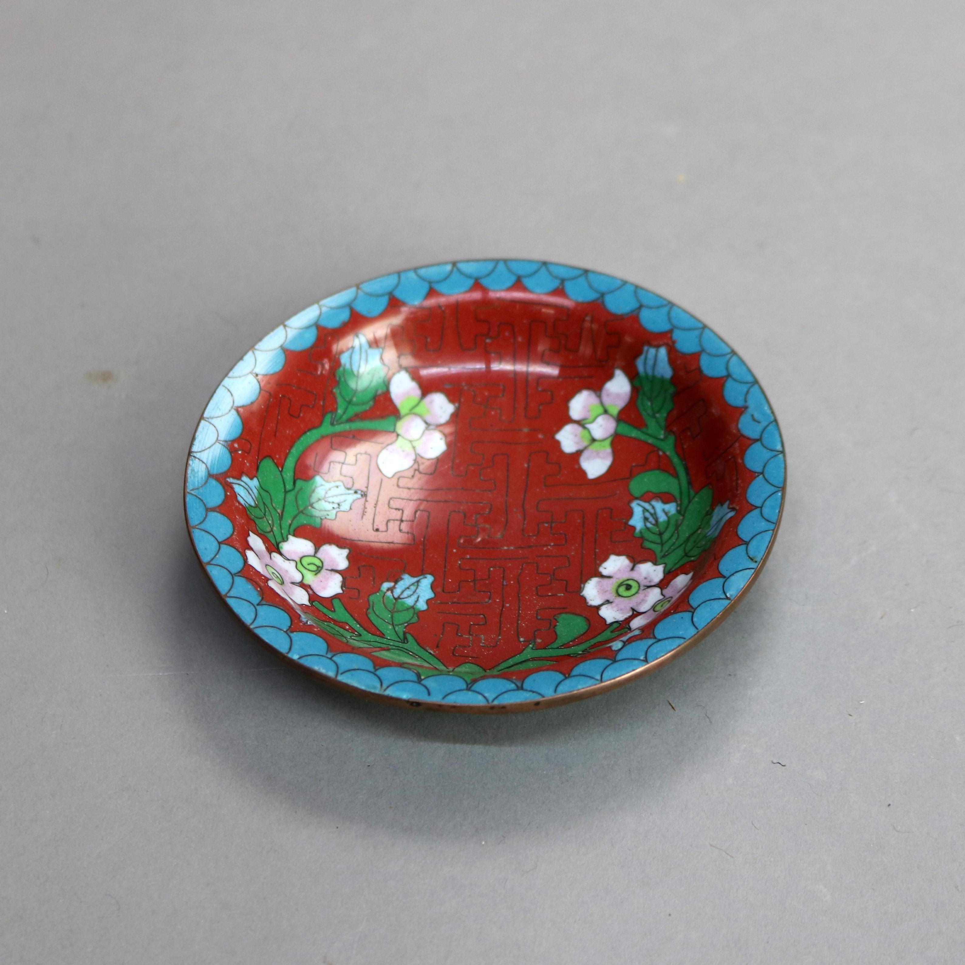 Antique Chinese Cloisonne Enameled Sauce Dishes C1920 10