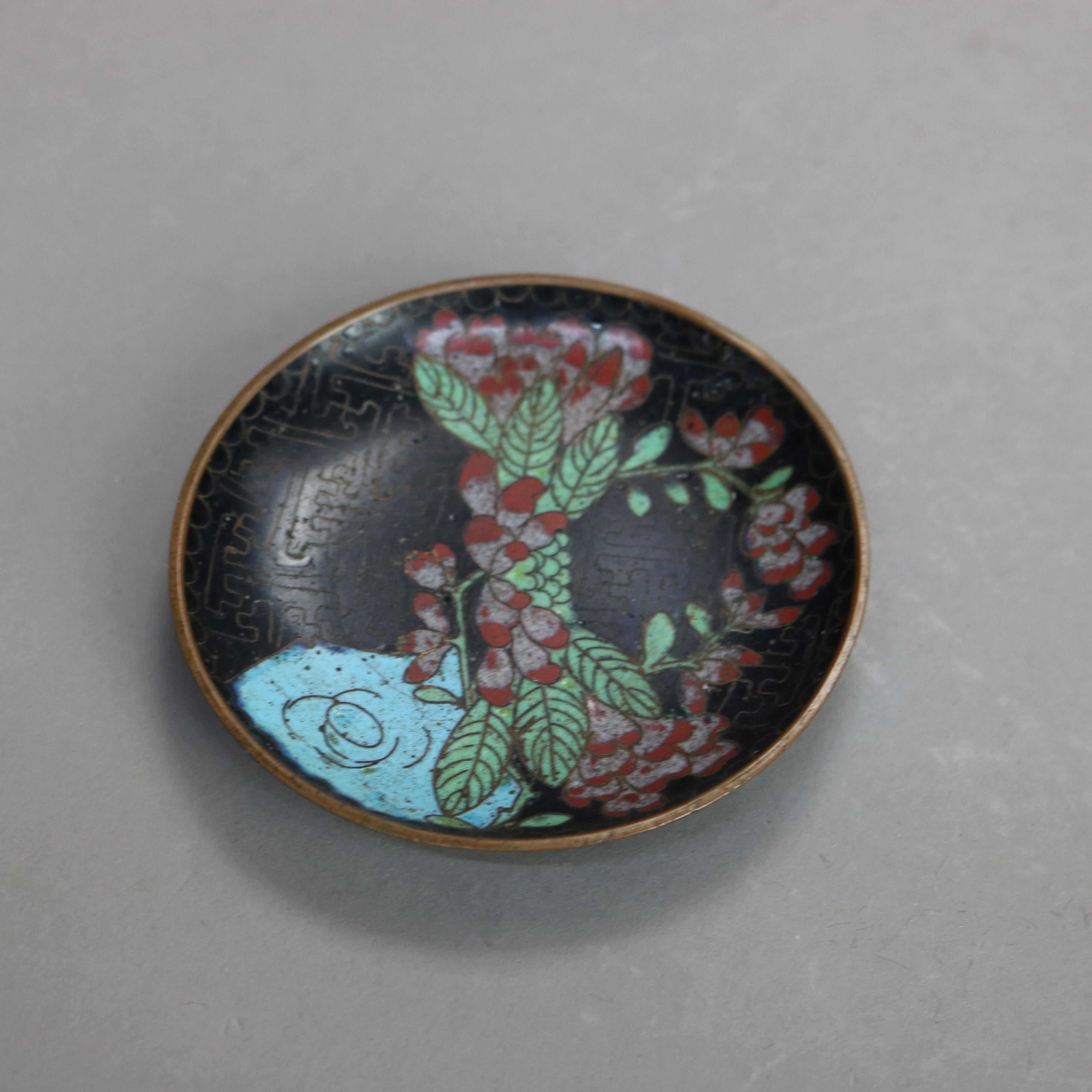 Antique Chinese Cloisonne Enameled Sauce Dishes C1920 In Good Condition In Big Flats, NY