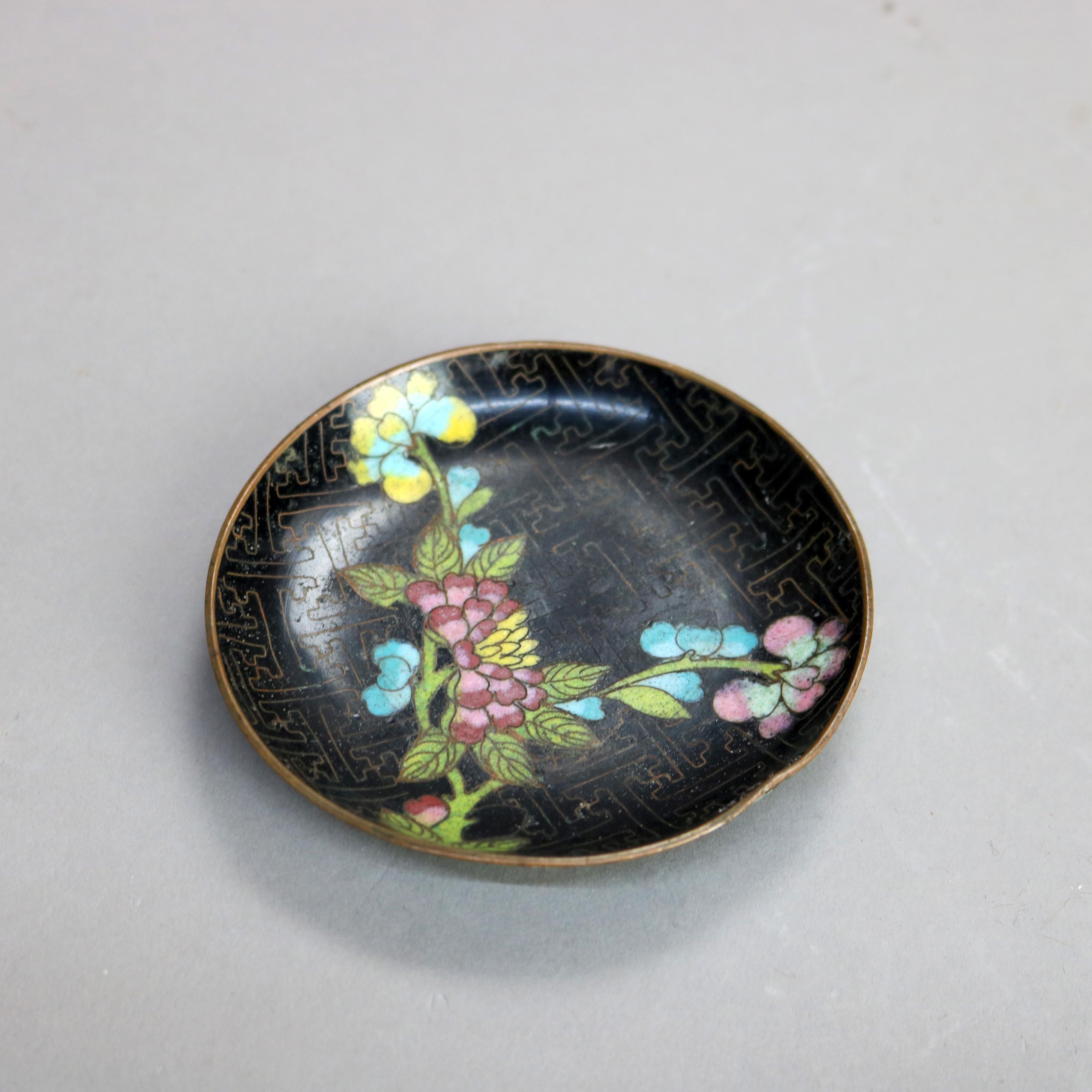 Antique Chinese Cloisonne Enameled Sauce Dishes C1920 1