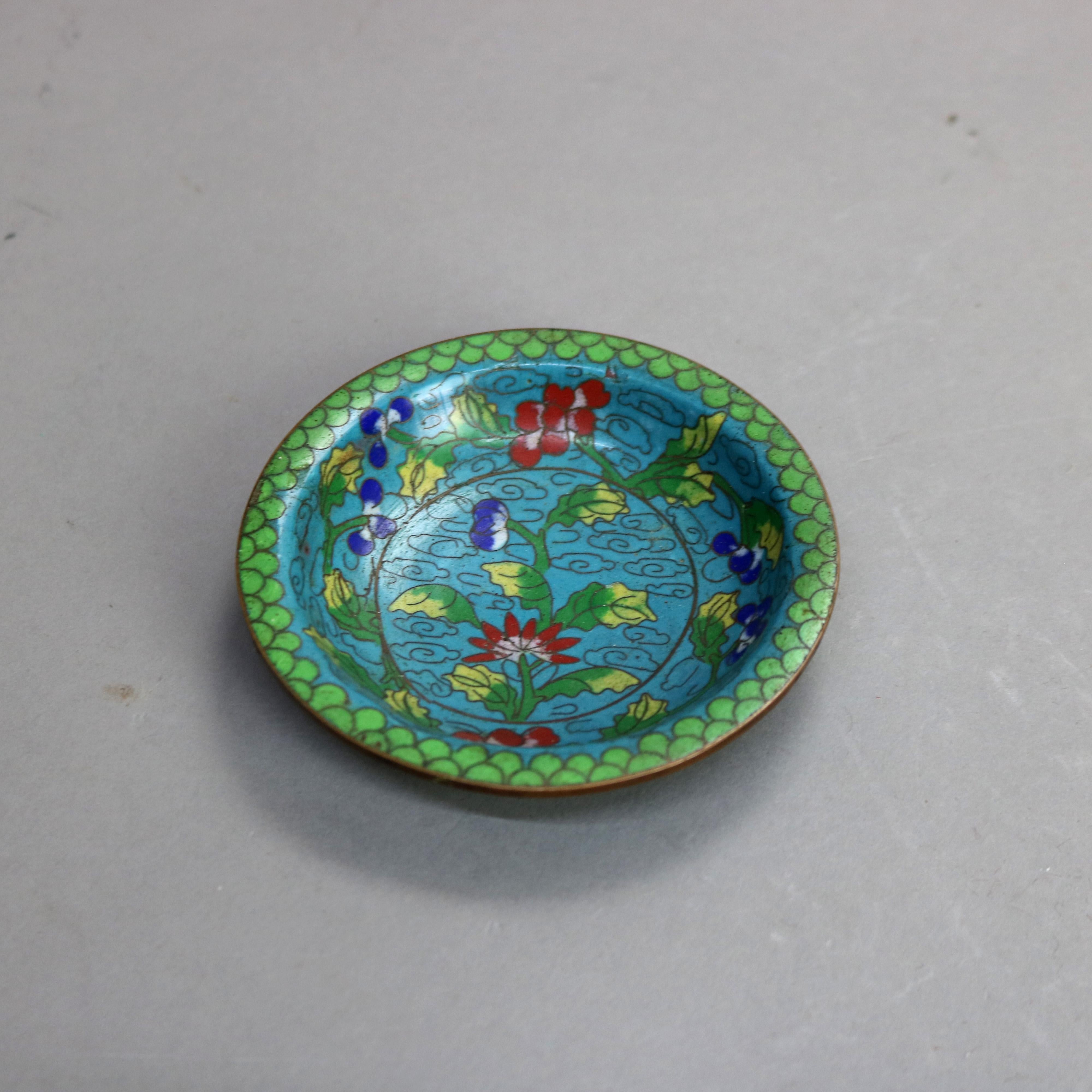 Antique Chinese Cloisonne Enameled Sauce Dishes C1920 3