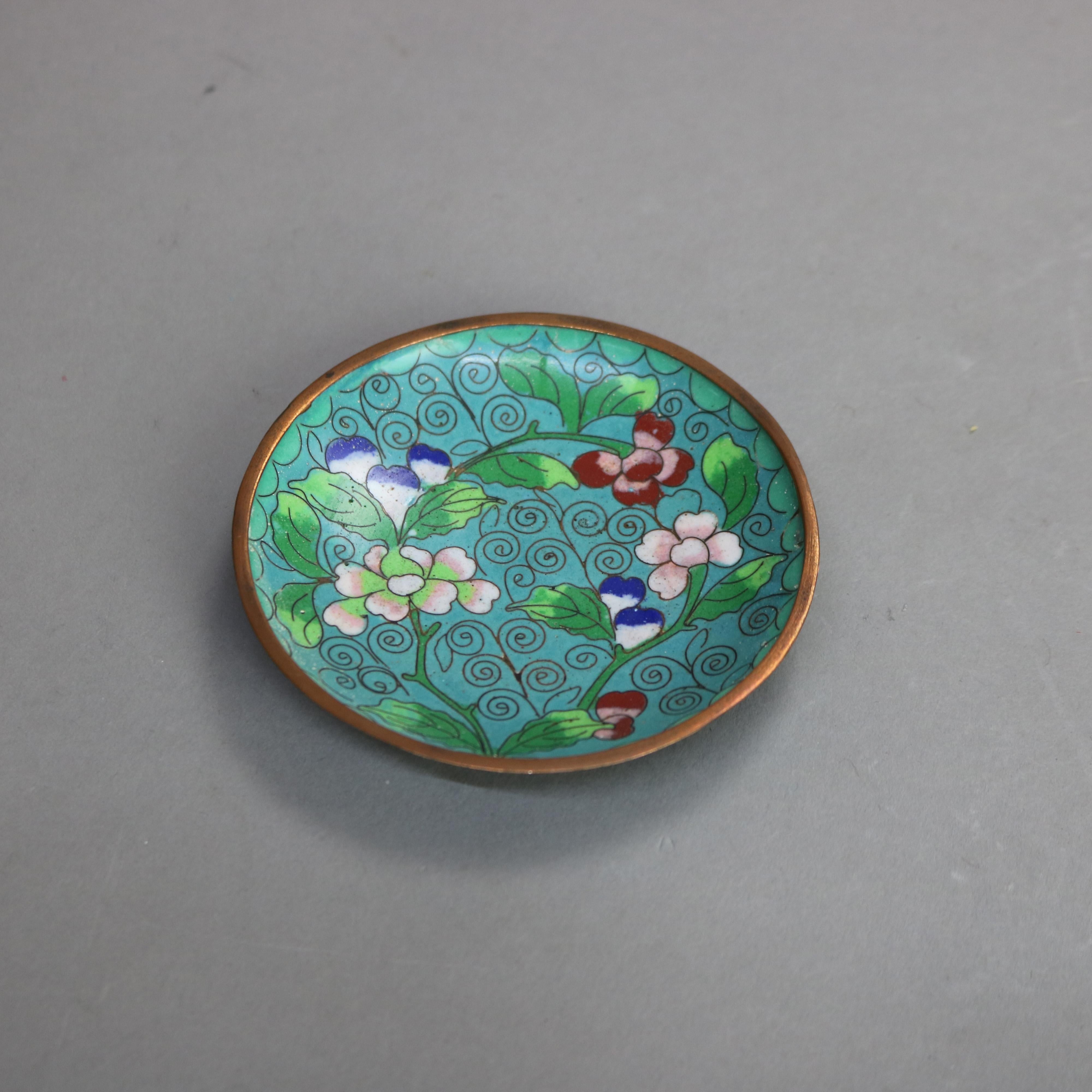 Antique Chinese Cloisonne Enameled Sauce Dishes C1920 4