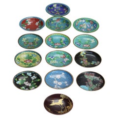 Antique Chinese Cloisonne Enameled Sauce Dishes C1920