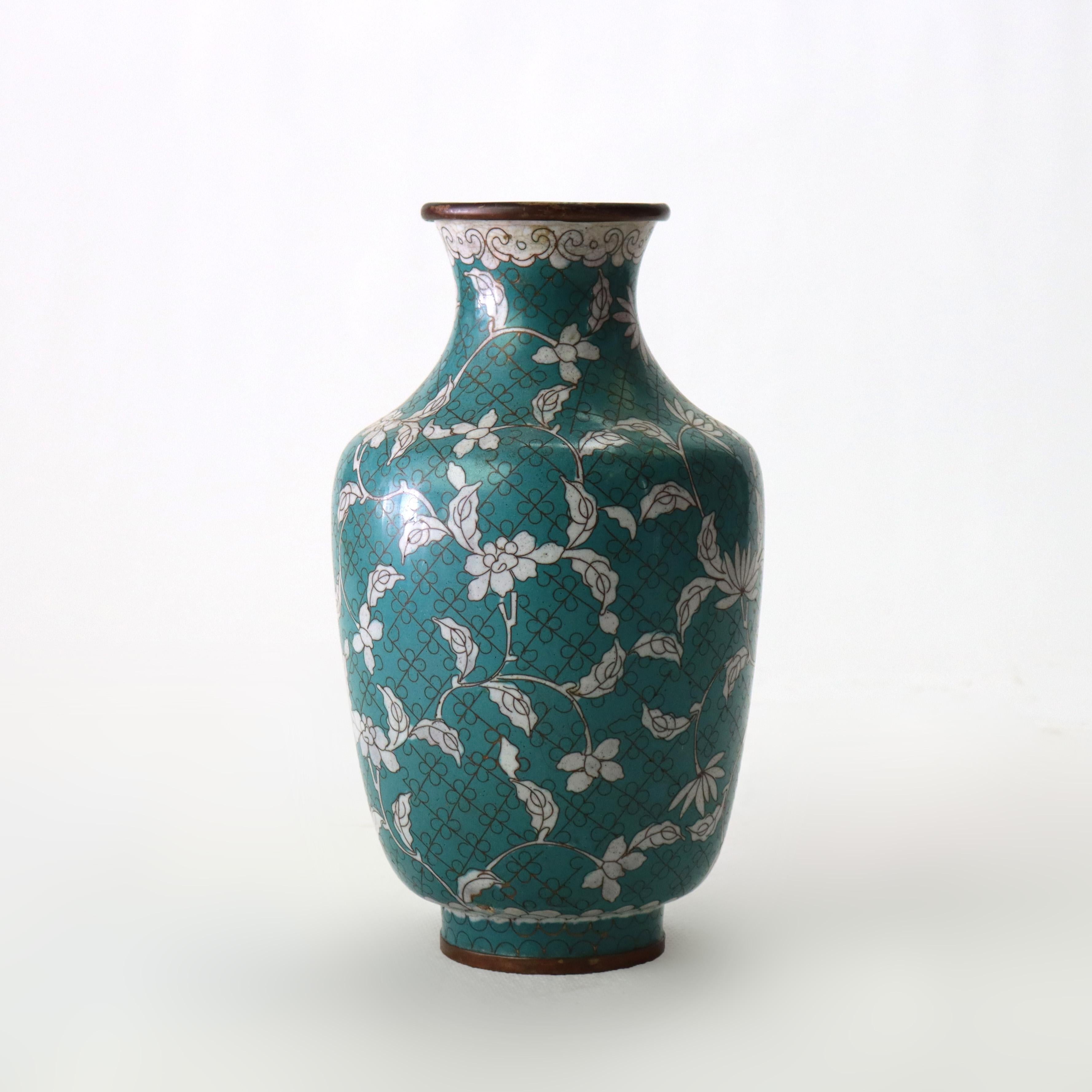Vase ancien en cloisonné émaillé de Chine C1920 Bon état - En vente à Big Flats, NY