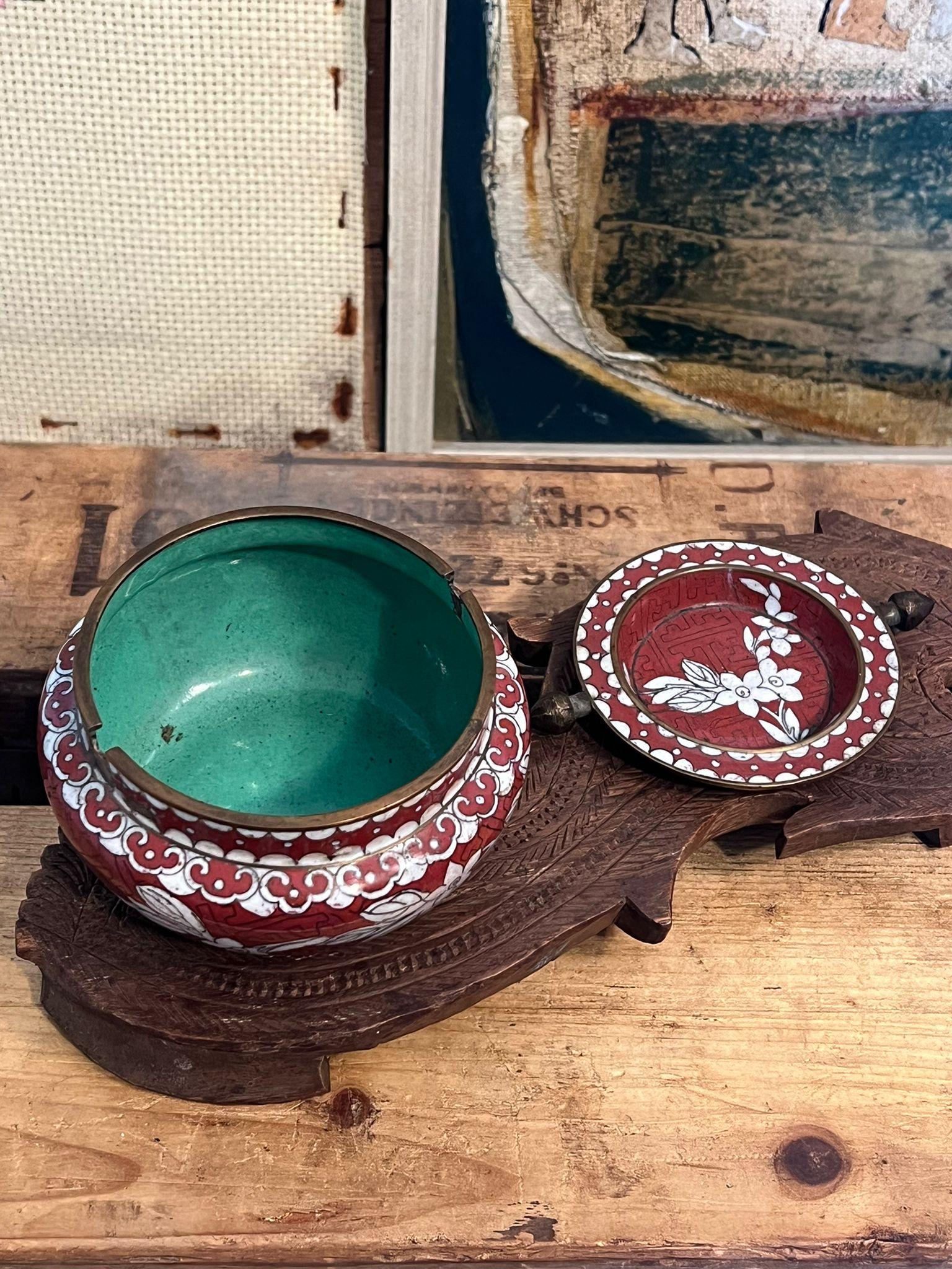 Antique Chinese Cloisonné Flip top Astray. 1