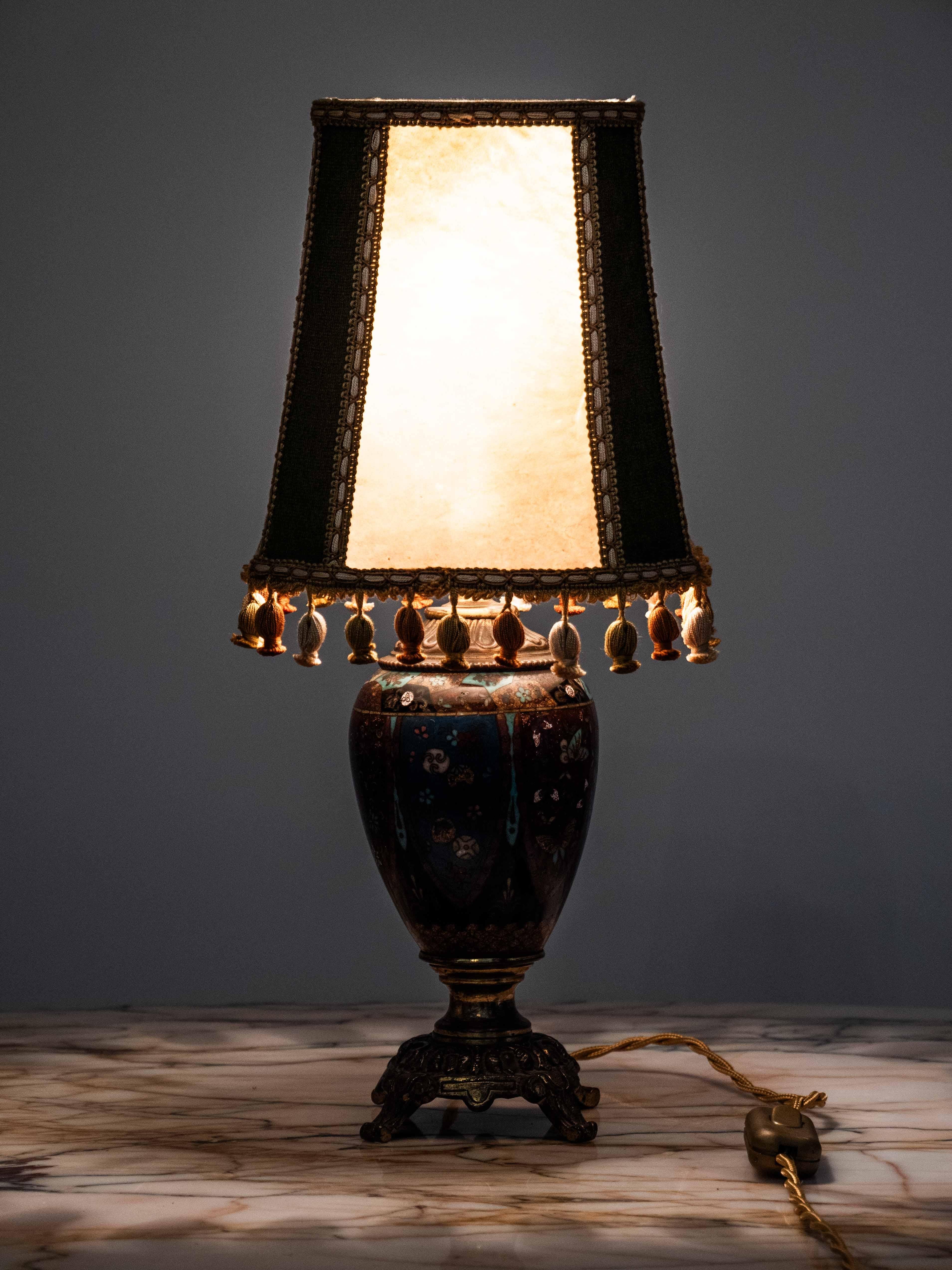 Cloissoné Antique Chinese Cloisonne table lamp For Sale