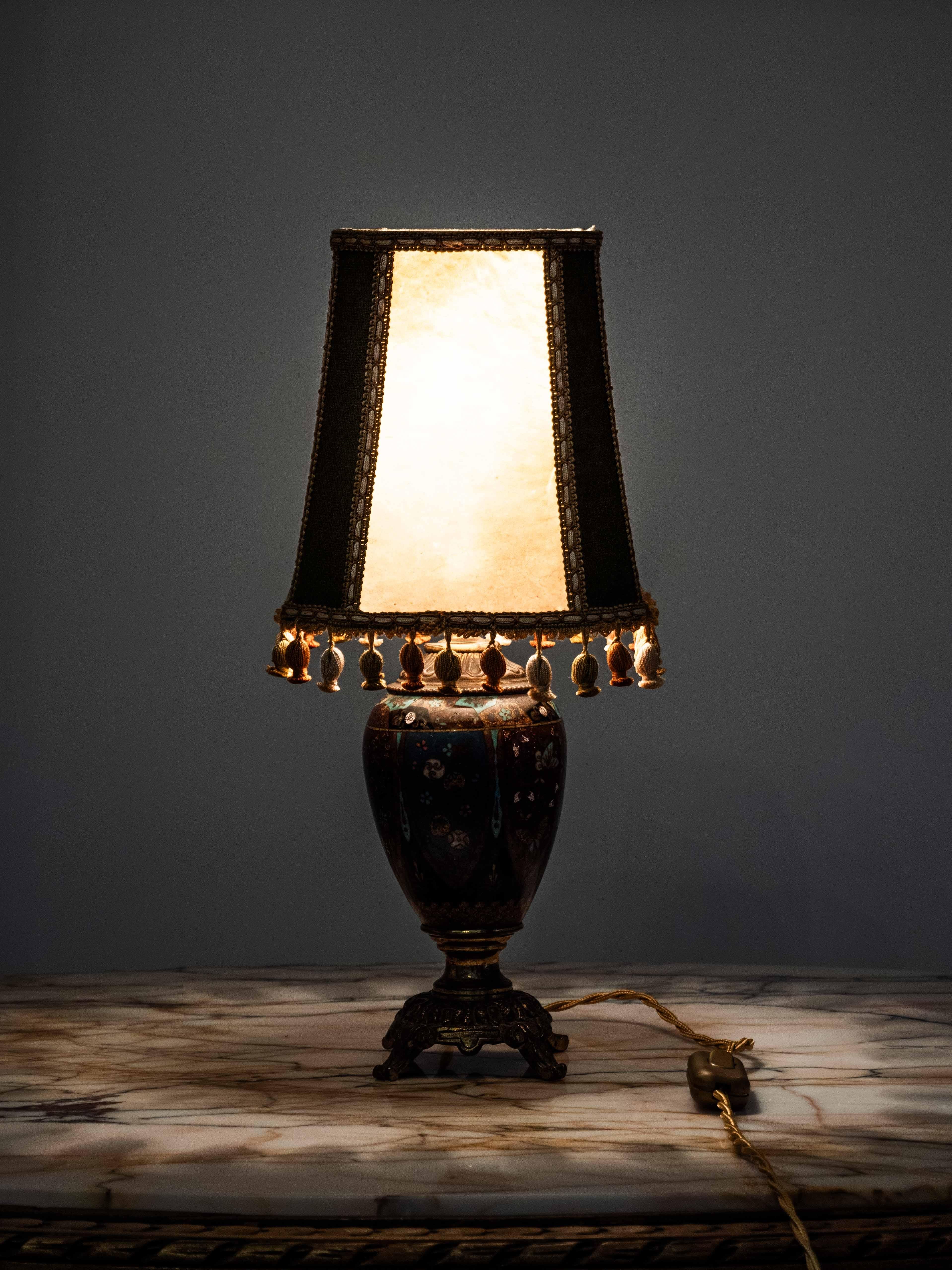 Ceramic Antique Chinese Cloisonne table lamp For Sale