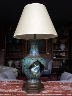 Antique Chinese Cloisonné Vase Table Lamp