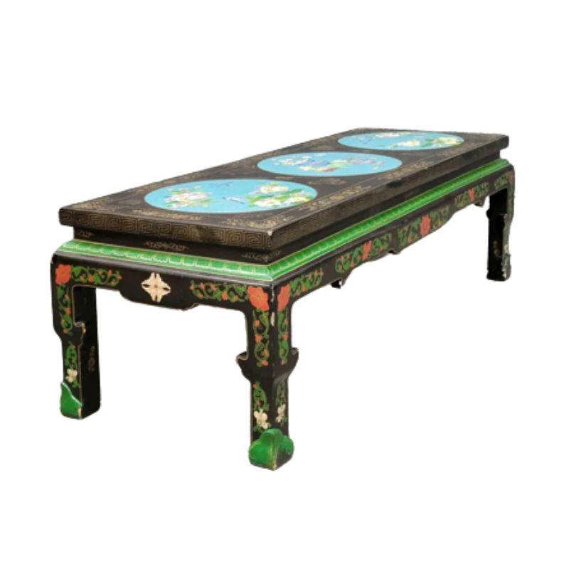Antique Chinese Coffee Table with Colorful Medallion Detail In Good Condition In Locust Valley, NY