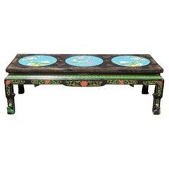 Antique Chinese Coffee Table with Colorful Medallion Detail