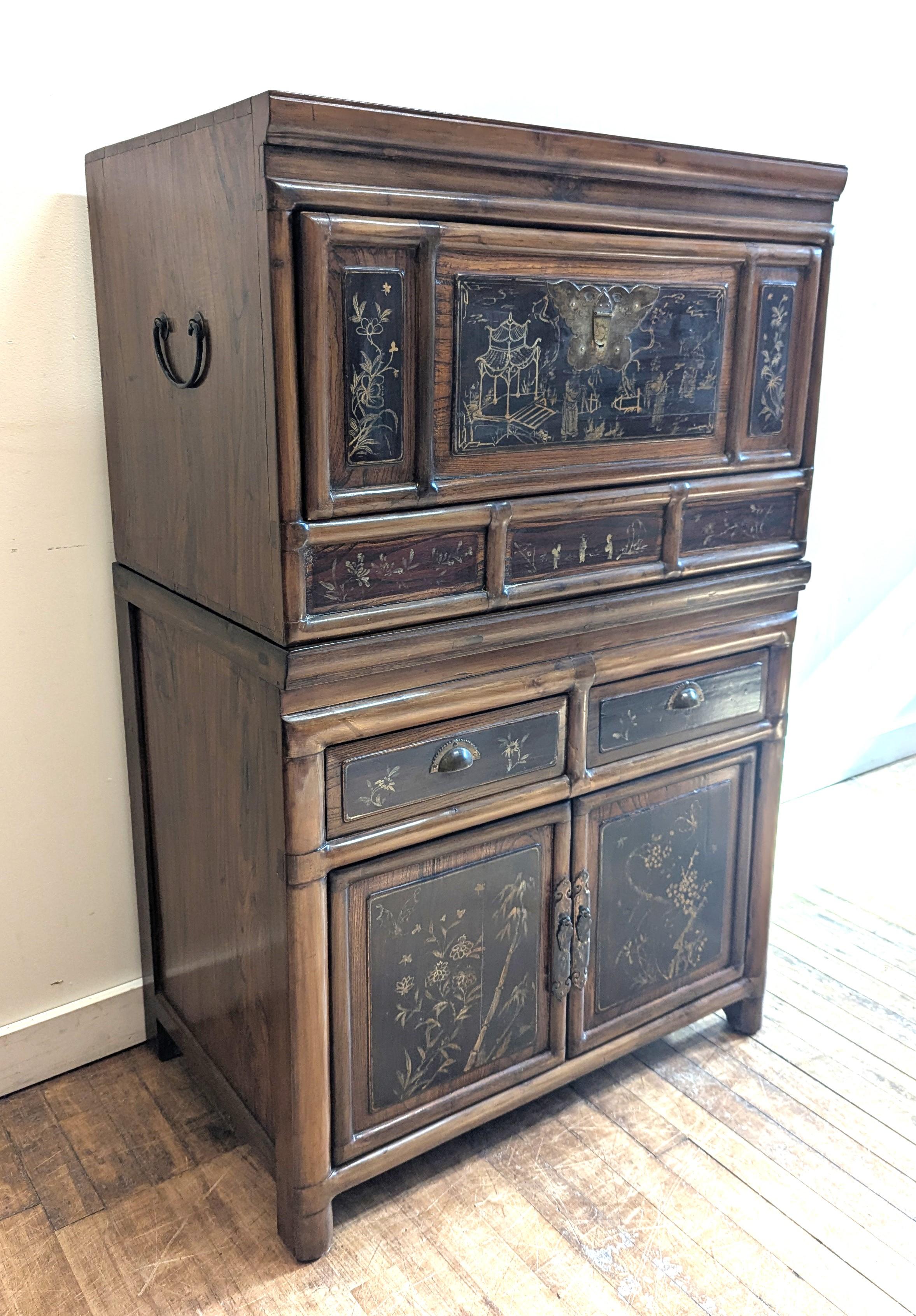 Qing Antique Chinese Compartment Cabinet For Sale
