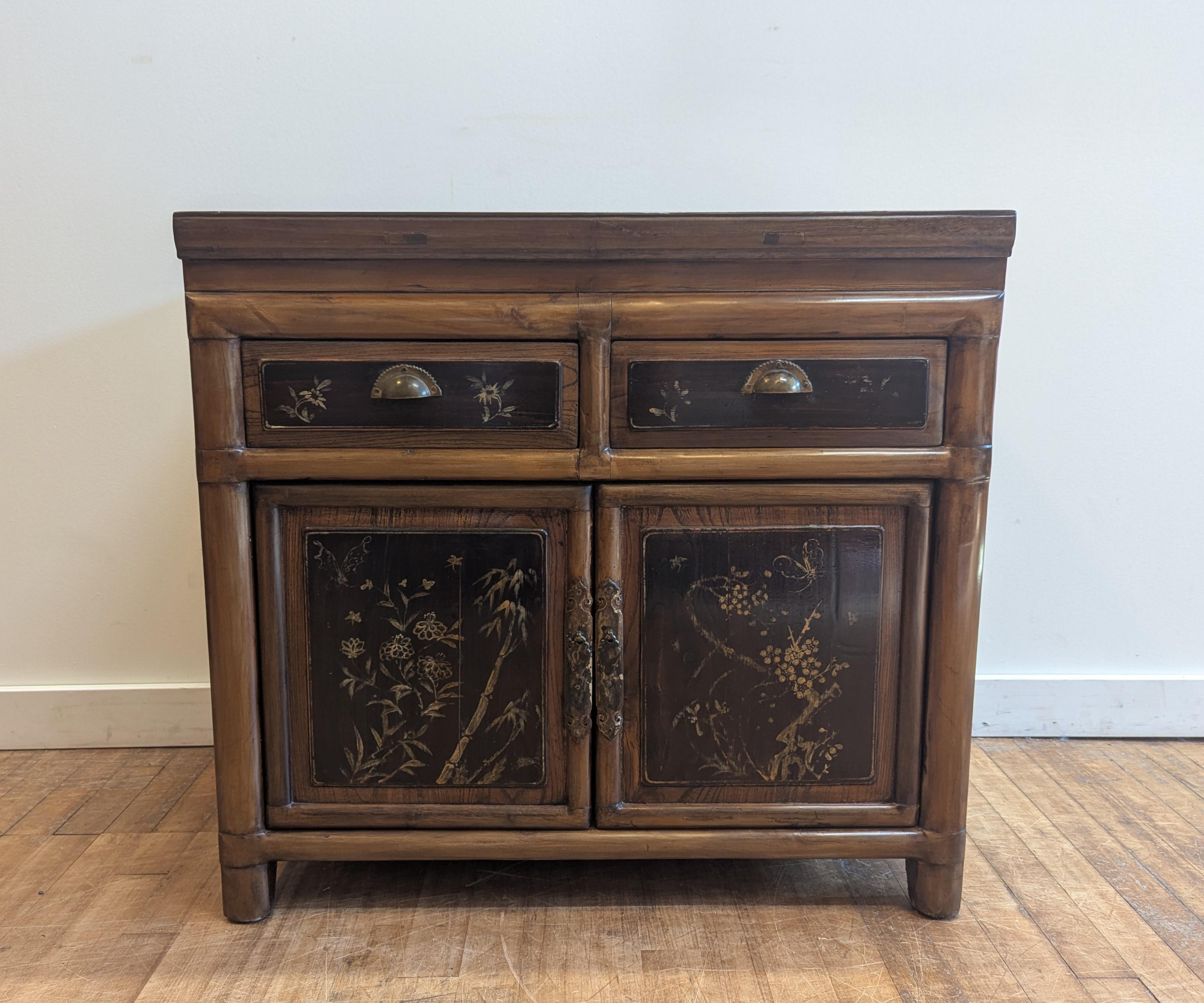 Cypress Antique Chinese Compartment Cabinet For Sale
