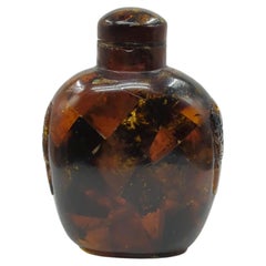 Antique Chinese Composite Amber Carved Beast Taotie Snuff Bottle Qing Late 19c