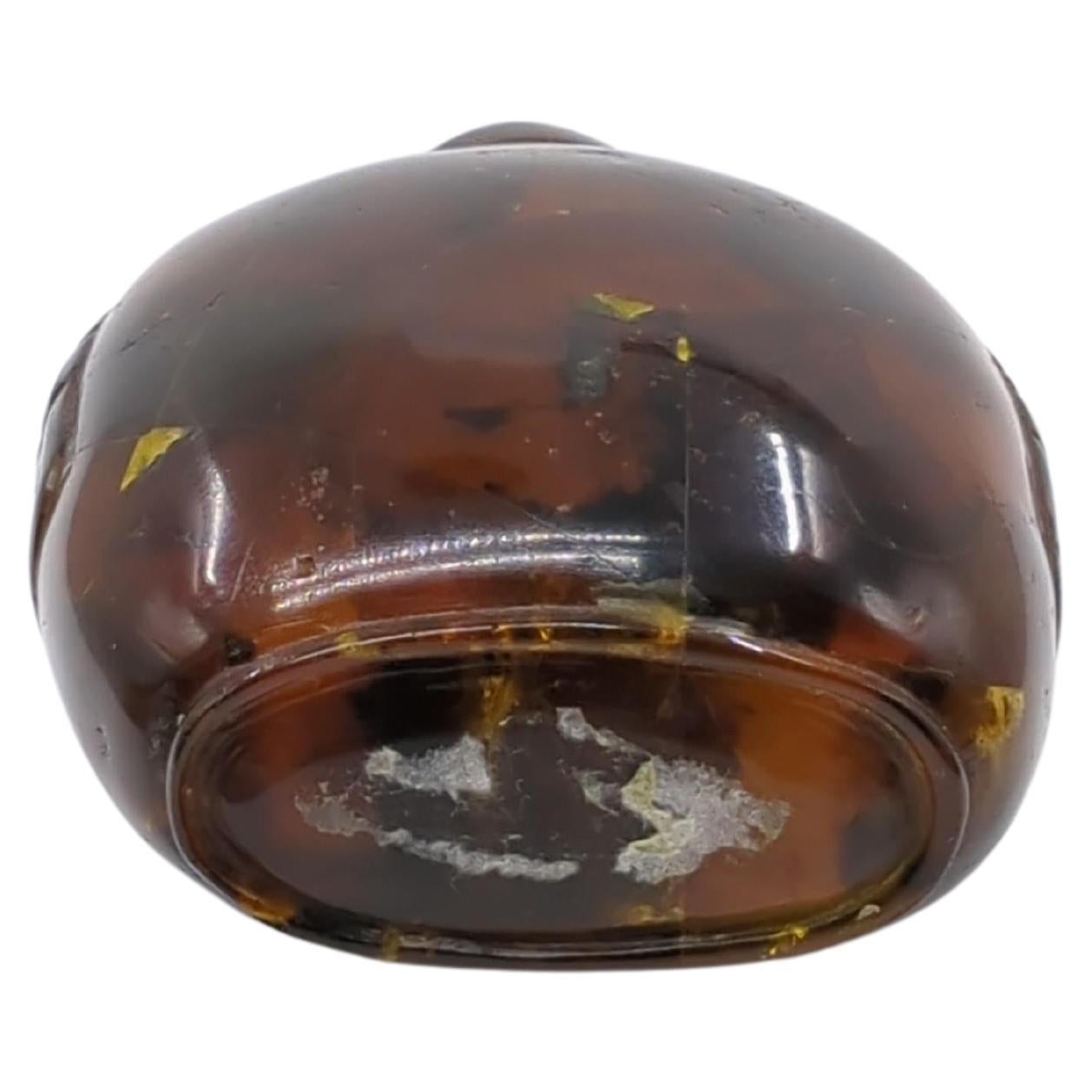 Antique Chinese Composite Amber Carved Beast Taotie Snuff Bottle Qing Late 19c For Sale 1