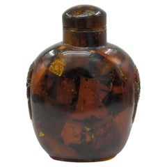 Antique Chinese Composite Amber Carved Beast Taotie Snuff Bottle Qing Late 19c