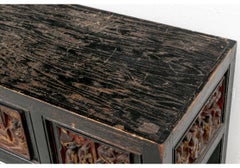 Antigua Mesa Consola China con Paneles Figurados Tallados