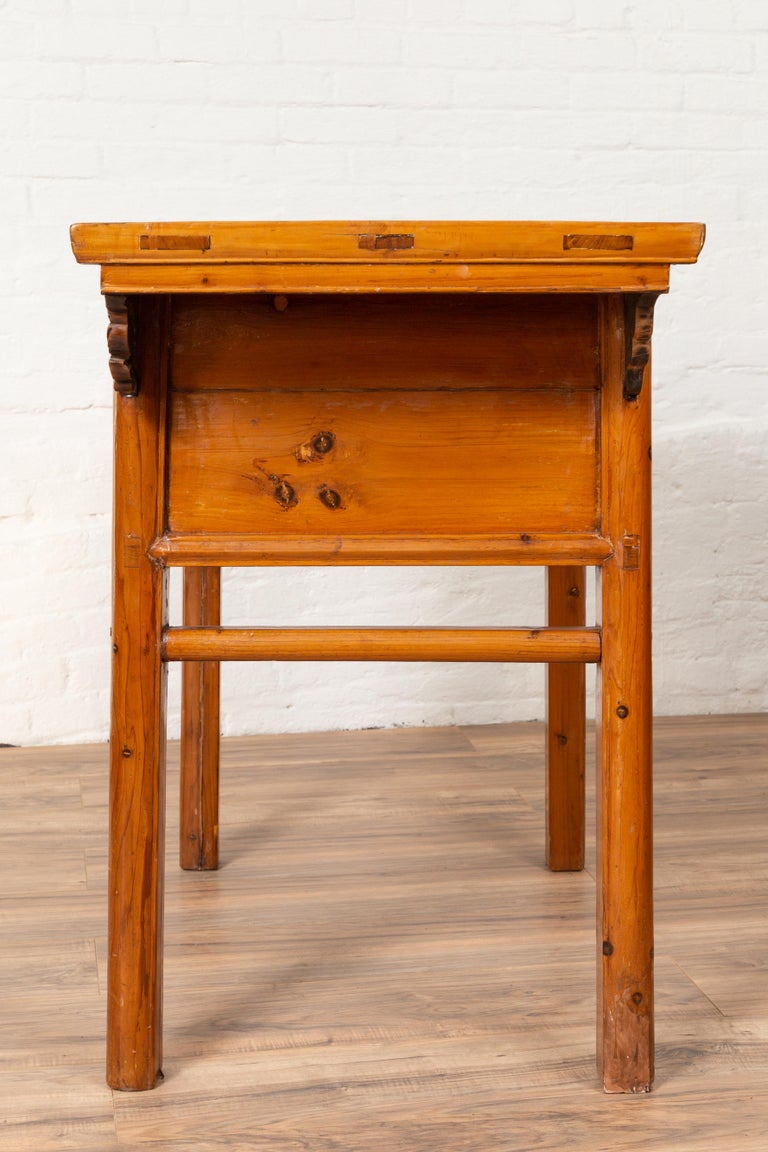 Antique Chinese Console Table with Hand Carved Décor of Birds and