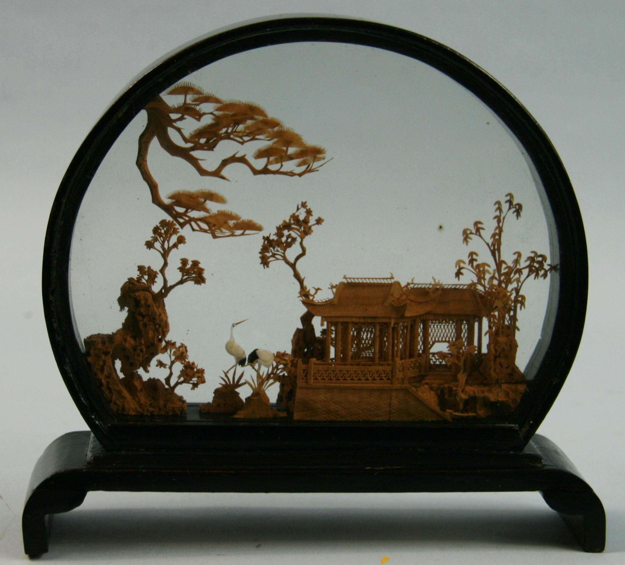 Diorama en liège chinois ancien Bon état - En vente à Douglas Manor, NY