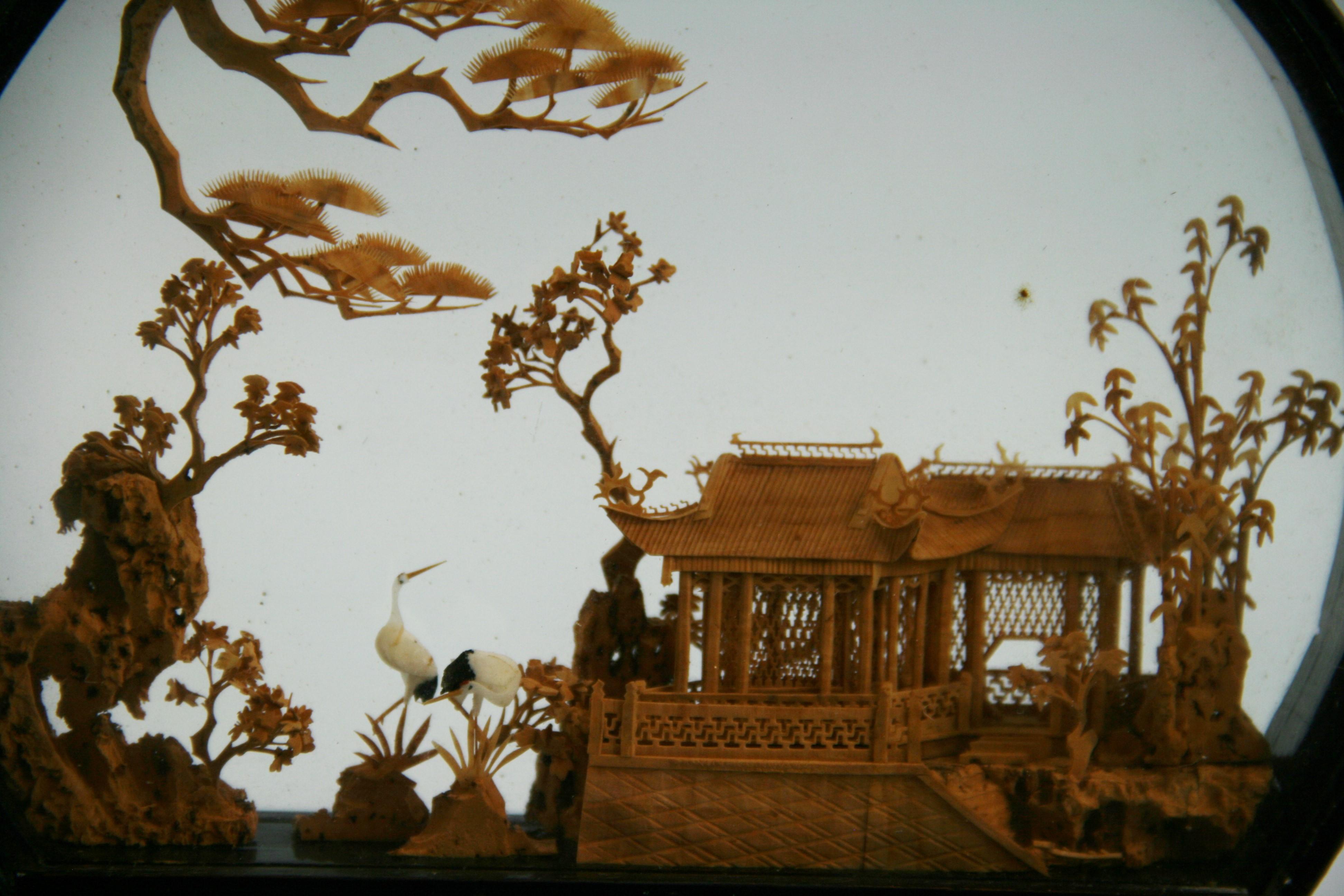 Milieu du XXe siècle Diorama en liège chinois ancien en vente