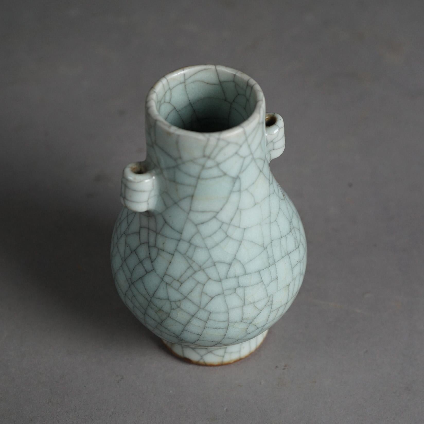 Antique Chinese Crackle Glaze Pottery Vase C1930 4