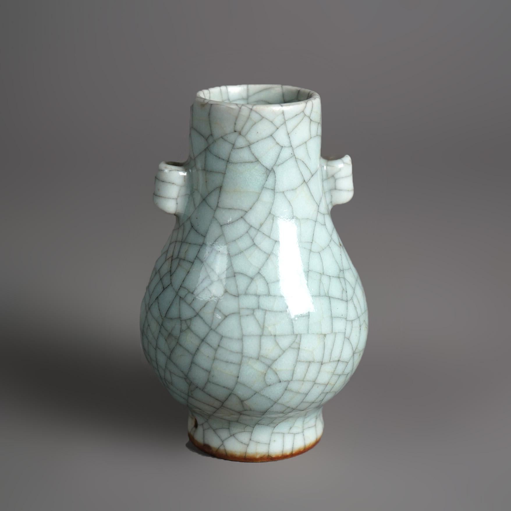 Glazed Antique Chinese Crackle Glaze Pottery Vase C1930