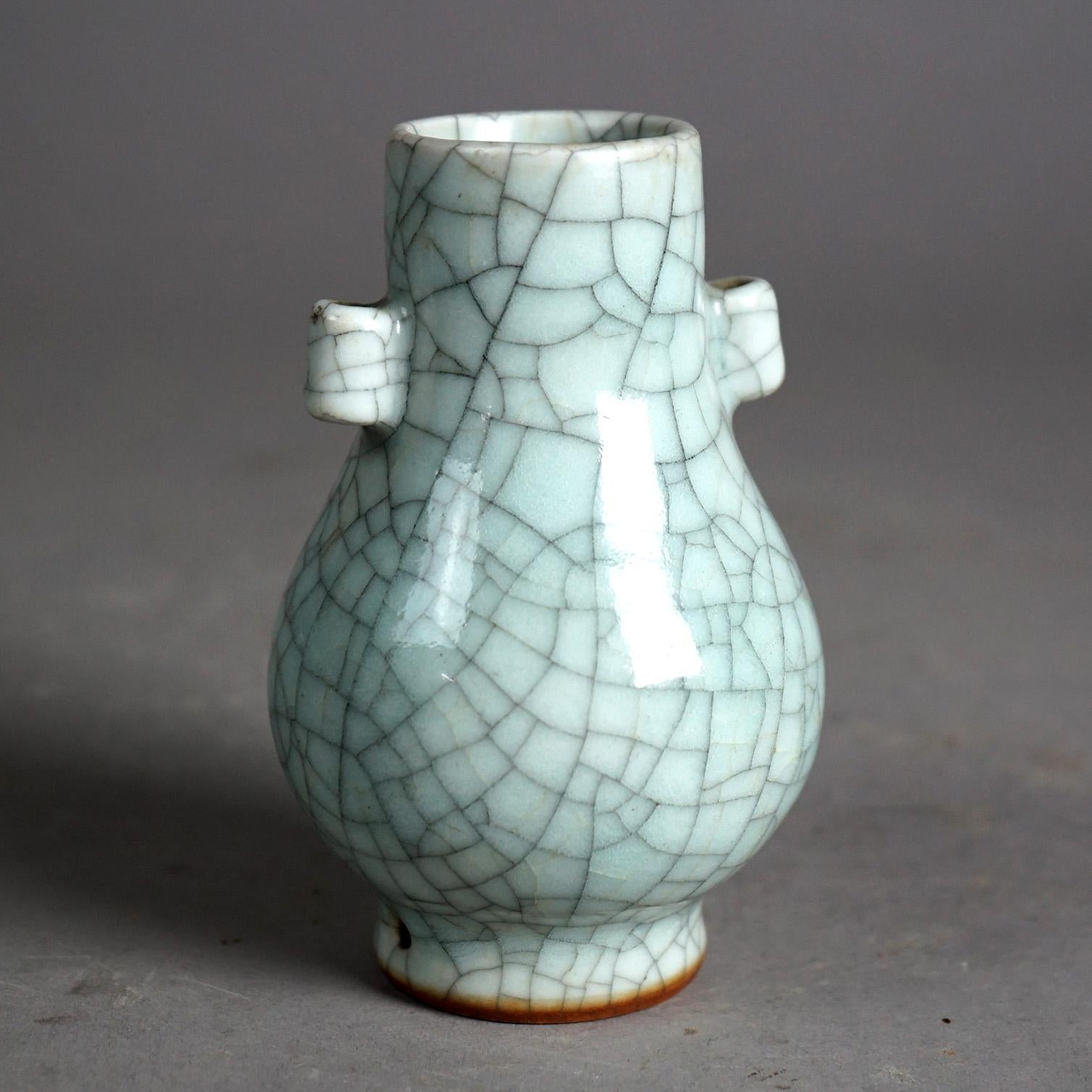 Antique Chinese Crackle Glaze Pottery Vase C1930 In Good Condition In Big Flats, NY