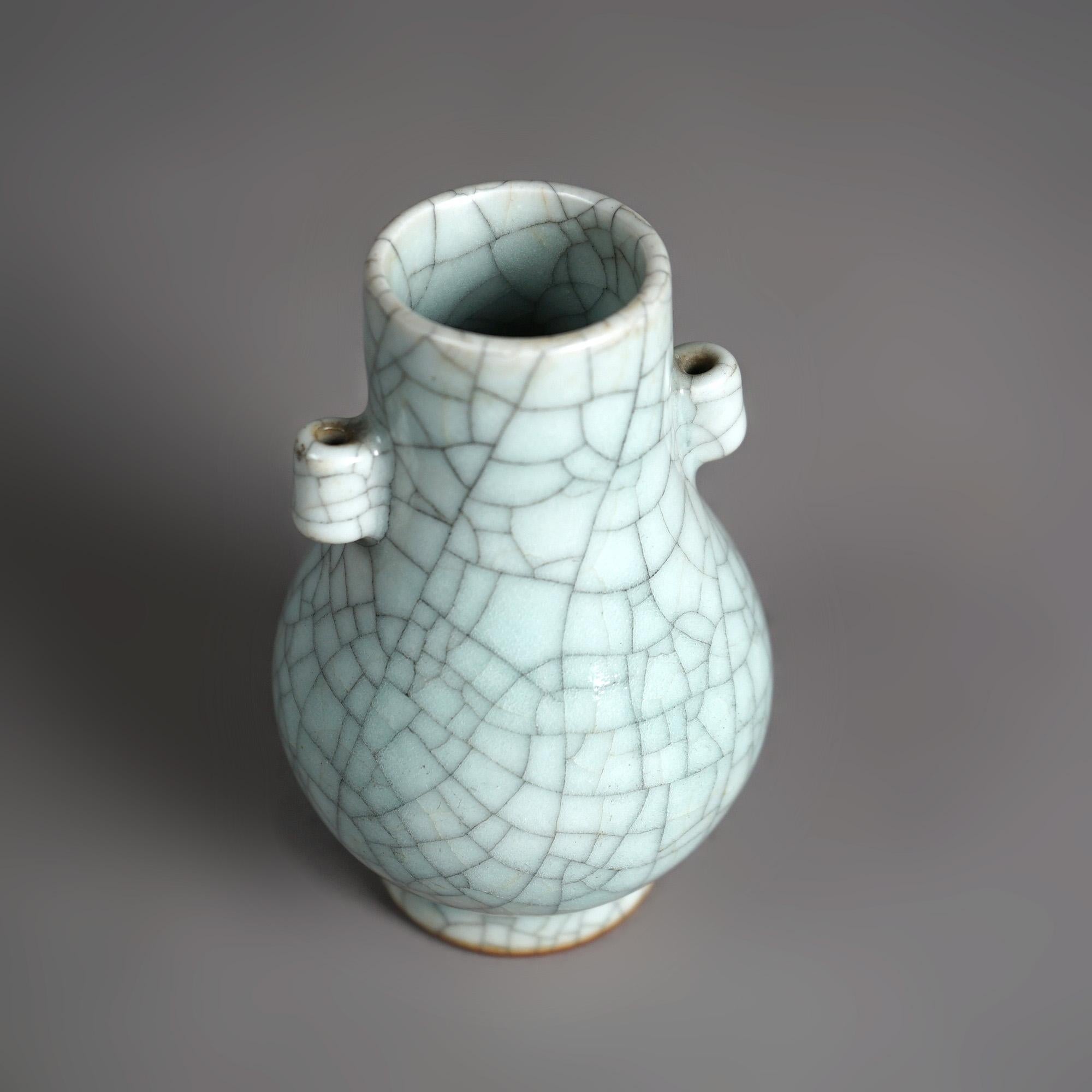 Antique Chinese Crackle Glaze Pottery Vase C1930 1