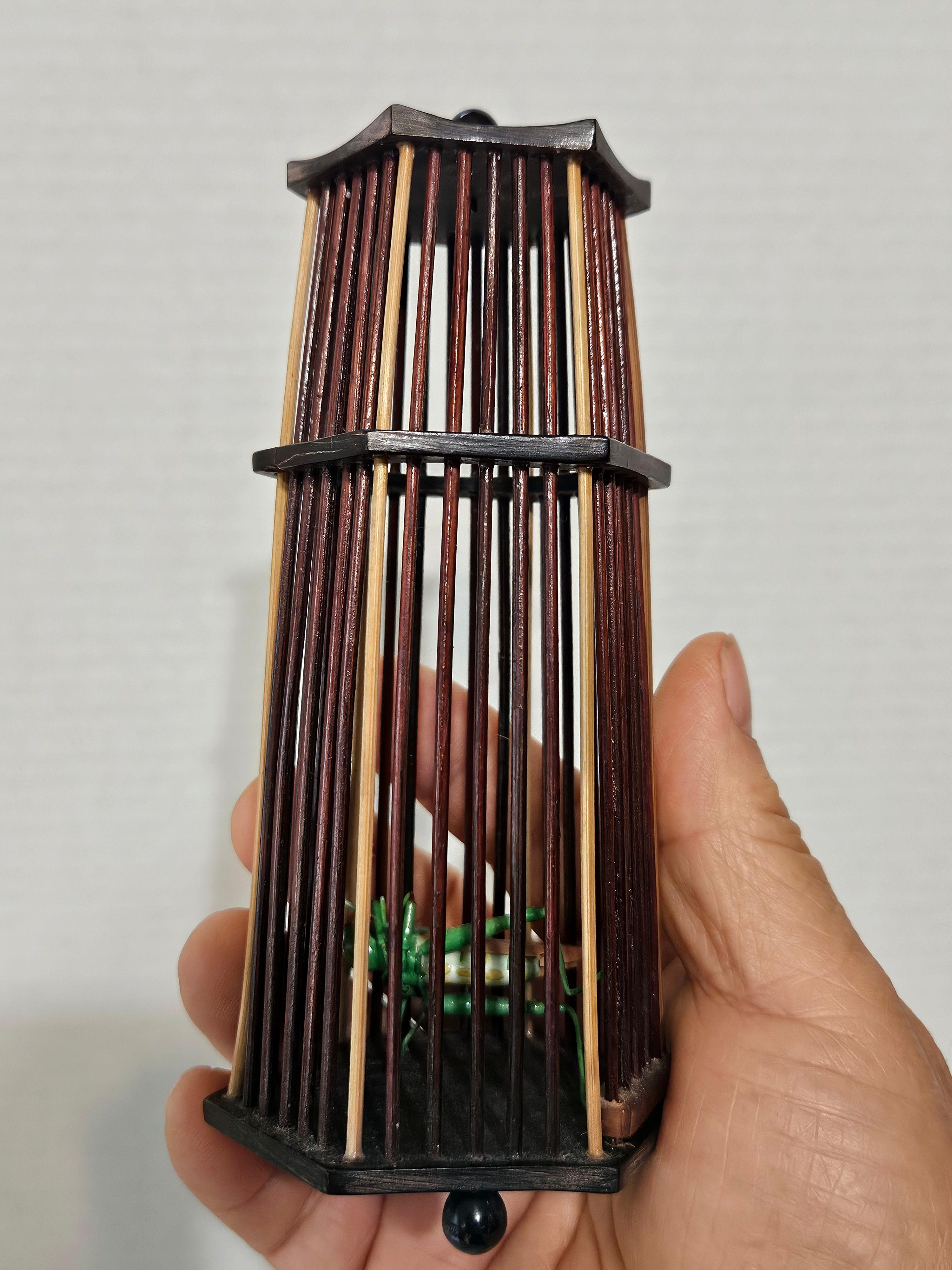 Wood Antique Chinese Cricket Cage 