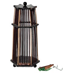 Used Chinese Cricket Cage "Pagoda Tower" and a Metal Cricket