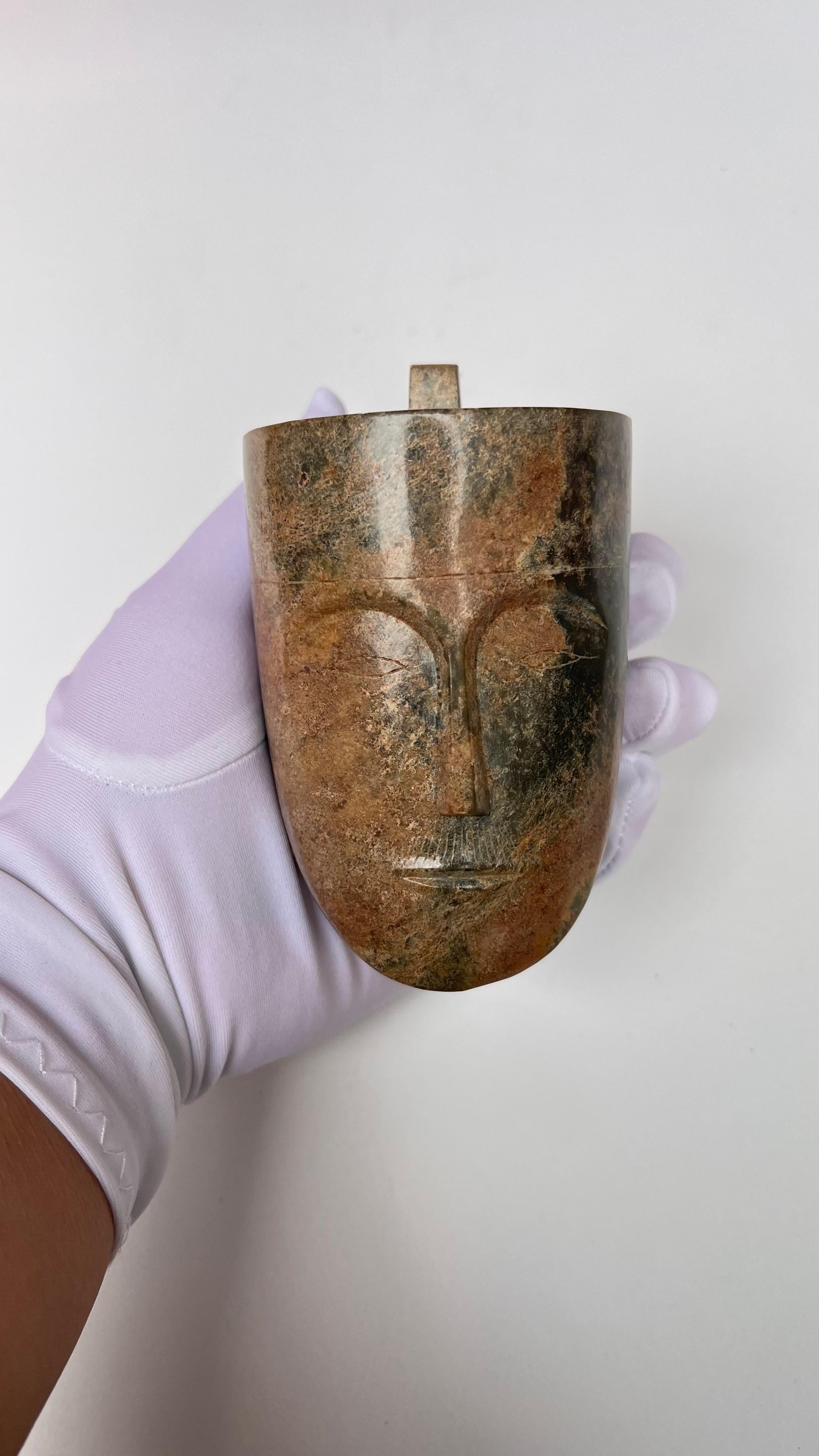 Antike chinesische kulturelle Buddha-Kopf-Skulptur aus Jade 8